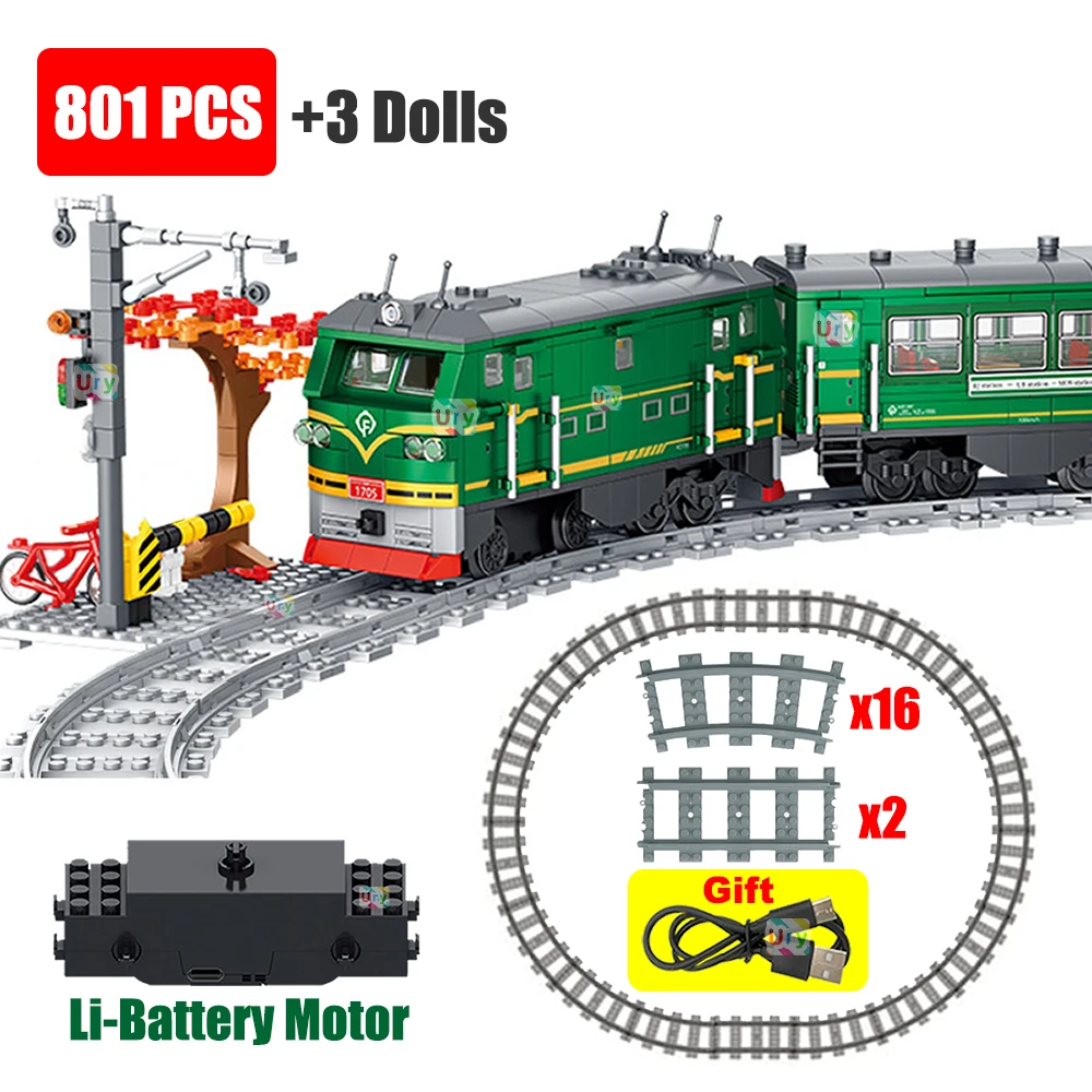 Power Tools Lego - Techniczny Retro Zielony Pociąg Parowy Samochód