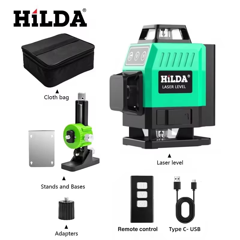 Power Tools That Are Green - HILDA Super Mocny Zielony Laserowy Poziomica